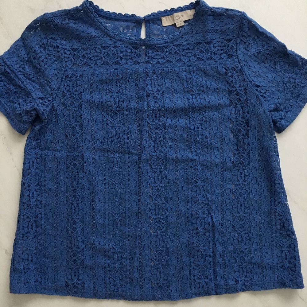 LOFT Blue Lace Blouse